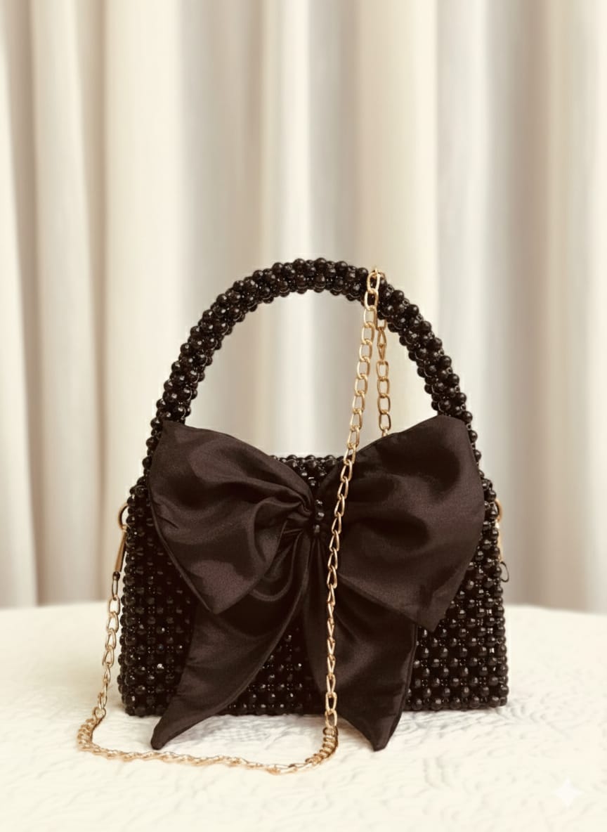Black beaded handbag